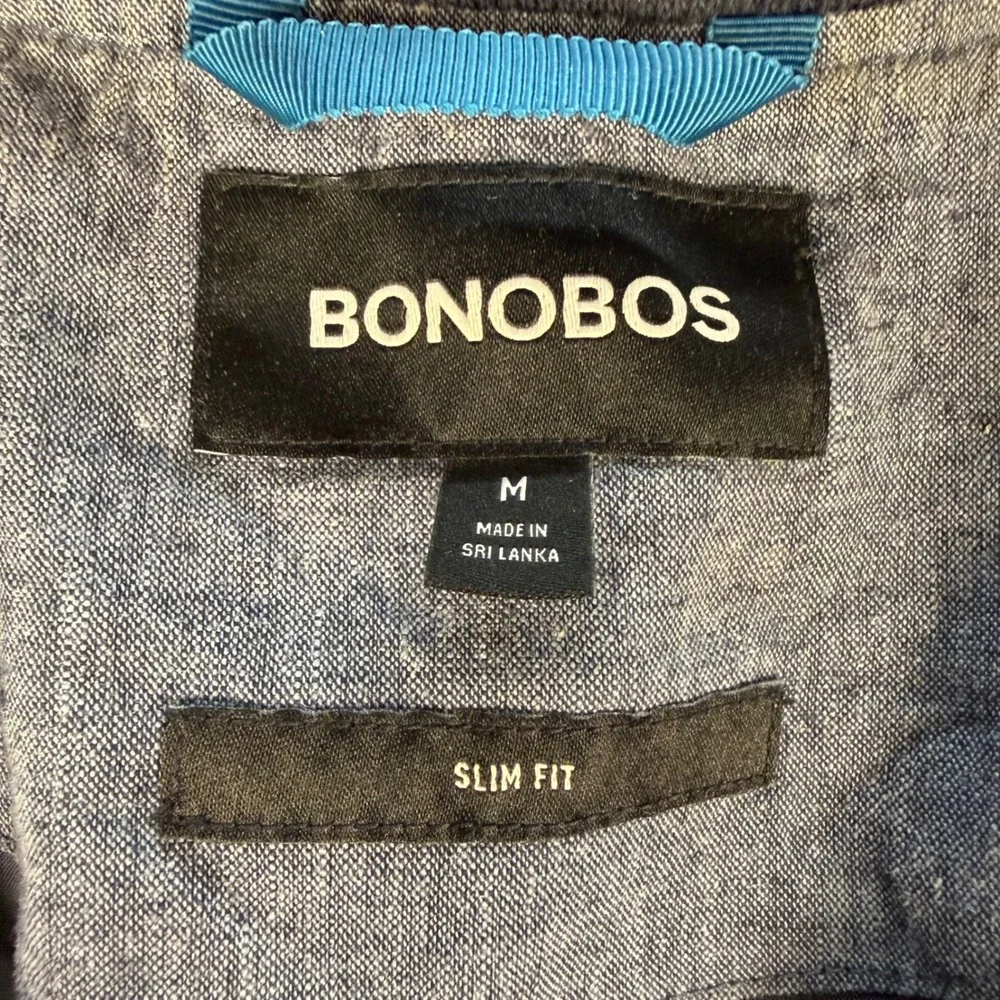 Bonobos Bomber Jacket Men M Gray Blue Linen Cotton Blend Zip Harrington